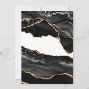 Cartão De Agradecimento Lúxo Na moda preto de Agate Marbado Faux