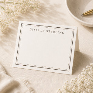 Cartão De Agradecimento Luxo Natural Neutro Linho Borda Dupla
