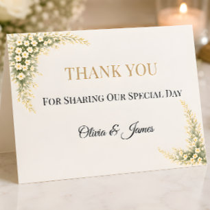 Cartão De Agradecimento Luxo Respiradouro de Bebê Floral Casamento