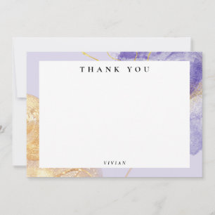 Cartão De Agradecimento Luxuoso Abstrato Roxo e Dourado