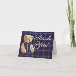 Cartão De Agradecimento Luxury Bear Plaid Bow Baby Shower 