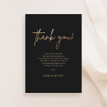 Cartão De Agradecimento Luxury Black Gold 50th Birthday Thank You Card<br><div class="desc">Luxury black and gold 50th birthday thank you card featuring a sophisticated dark background with elegant gold typography and accents. Perfect for expressing gratitude after milestone 50th birthday celebrations, formal dinner parties, and upscale events. Fully customizable text, name, and personal message. Coordinates with matching birthday suite including invitations, welcome signs,...</div>