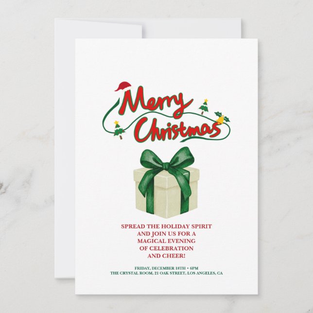 Cartão De Agradecimento Luxury Christmas Party Invitation (Frente)