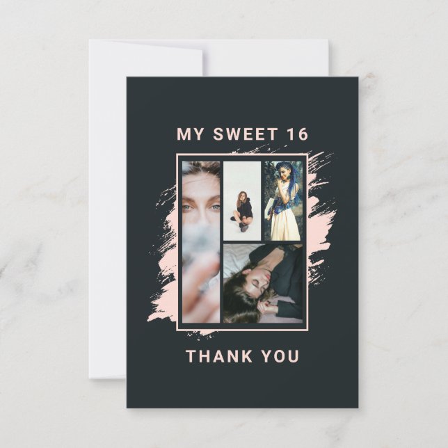 Cartão De Agradecimento Luxury Elegant Thank You Graduation Birthday Card (Frente)