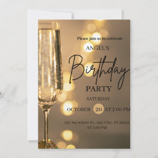 Cartão De Agradecimento Luxury Gold Lights Birthday Invitation