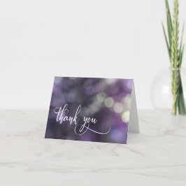 Cartão De Agradecimento Luz Bokeh Roxa & Tipografia 32 Obrigado