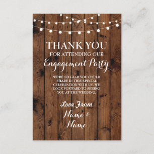 Cartão De Agradecimento Luzes da madeira do casamento do noivado dos