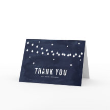 Cartão de Agradecimento Luzes de Corda Estrelas Rú