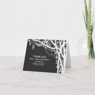 Cartão De Agradecimento Luzes de corda potes de pedreiro árvore casamento 