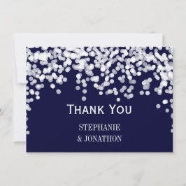 Cartão De Agradecimento Luzes de estrelas da luz azul do marinho