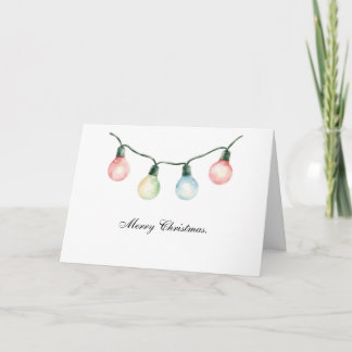 Cartão De Agradecimento Luzes de Natal Aquarela Feliz Natal