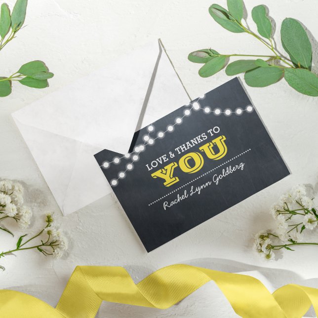 Cartão De Agradecimento Luzes Douradas De Chalkboard Mitzvah Obrigado Nota (Criador carregado)