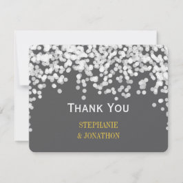 Cartão De Agradecimento Luzes Noturnas, Luzes nas Estrelas, Cinza Amarela,