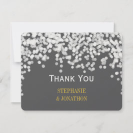 Cartão De Agradecimento Luzes Noturnas, Luzes nas Estrelas, Cinza Amarela,