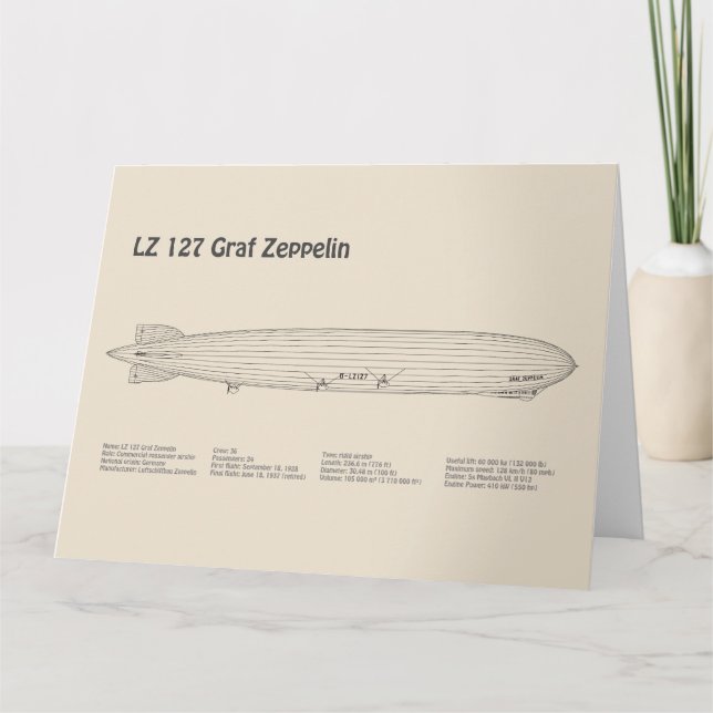 Cartão De Agradecimento LZ 127 Graf Zeppelin - Planos de Impressão Ambient (Frente)