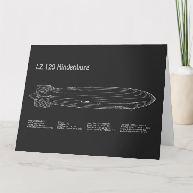 Cartão De Agradecimento LZ 129 Hindenburg - Planos de projeto de navegação (Frente)