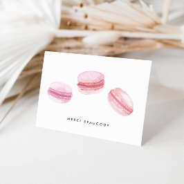 Cartão De Agradecimento Macarons cor-de-rosa Merci Beaucoup