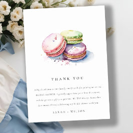 Cartão De Agradecimento Macarons Franceses em Aquarela Padaria Chá de Noiv