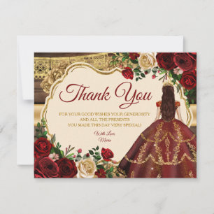 Cartão De Agradecimento Madeira Floral Russa Floral Espanhola Mis Quince