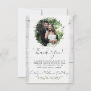 Cartão De Agradecimento Madeira rustica e terra de folhas botânicas Obriga