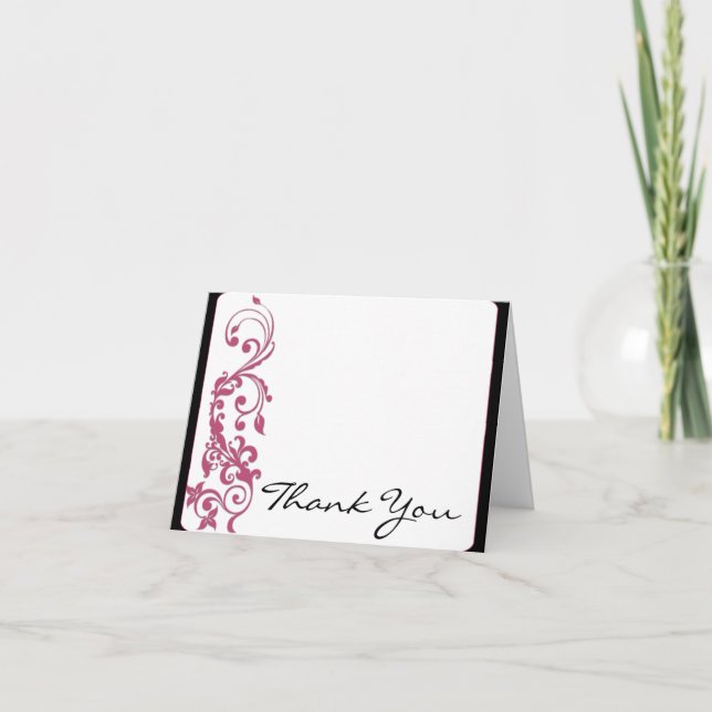 Cartão De Agradecimento Madressilva Rosa Canto Arredondado Casamento Agrad (Frente)