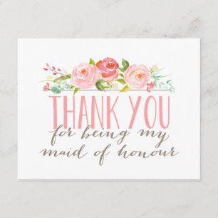 Cartão De Agradecimento Madrinha de casamento Floral Obrigado