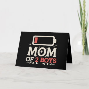 Cartão De Agradecimento Mãe de 2 Meninos Bateria Baixa Funny Dia das Mães