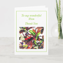 Cartão De Agradecimento Mãe de Aquarela de Folhagem Vibrante