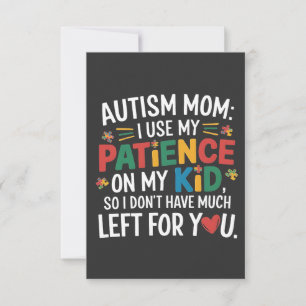 Cartão De Agradecimento Mãe de autista eu uso minha paciência no meu filho