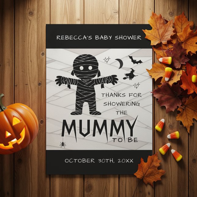 Cartão De Agradecimento Mãe para ser Chá de fraldas de Halloween (Mummy to Be Halloween Baby Shower Photo Thank You Card
)