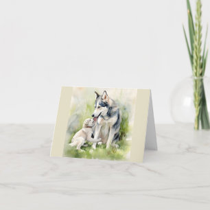 Cartão De Agradecimento Mãe Siberiana Cachorro Cachorro Mamãe Paint Fundo