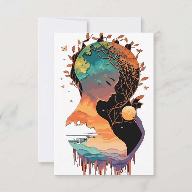 Cartão De Agradecimento Mãe Terra bela design (Frente)