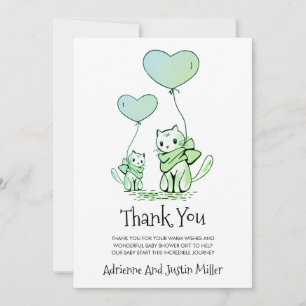 Cartão De Agradecimento Mãe Whimsso Gato Gatinho Chá de fraldas Aquarela