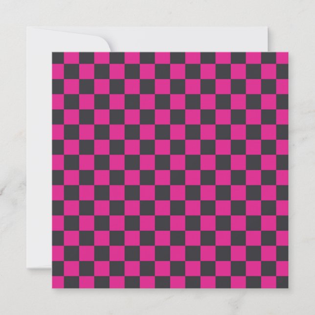 Cartão De Agradecimento Magenta and smoke checkerboard pattern (Frente)