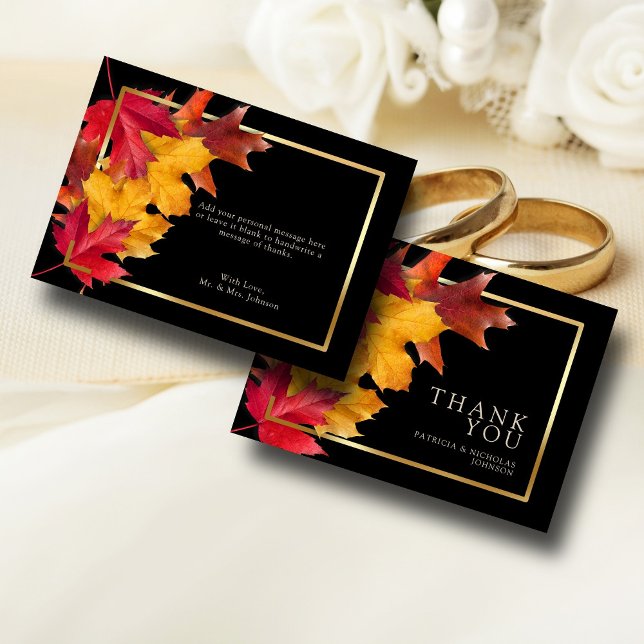 Cartão De Agradecimento Mágica Negra Conhece Casamento de outono de Ouro R (Criador carregado)