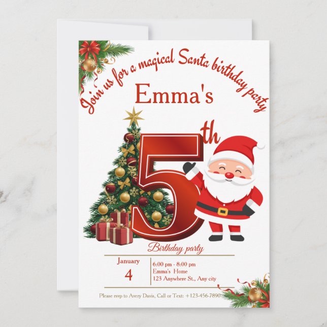 Cartão De Agradecimento Magical Christmas Birthday Card for Girls (Frente)