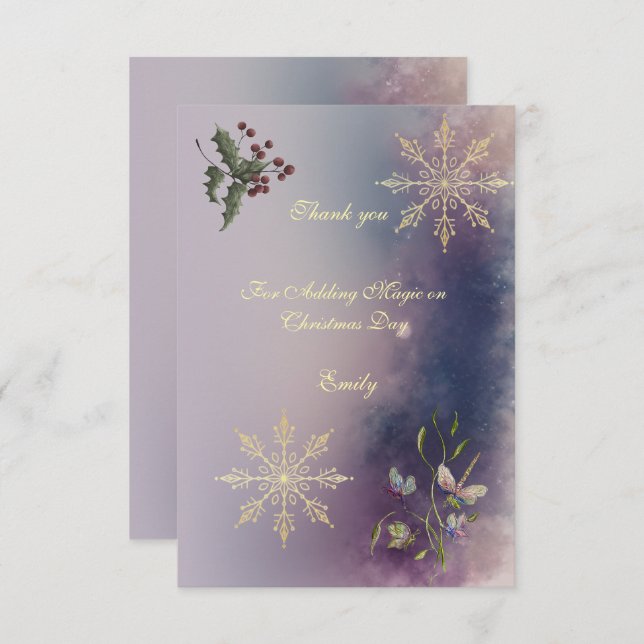Cartão De Agradecimento Magical Christmas Glow Birthday Thank you card  (Frente/Verso)