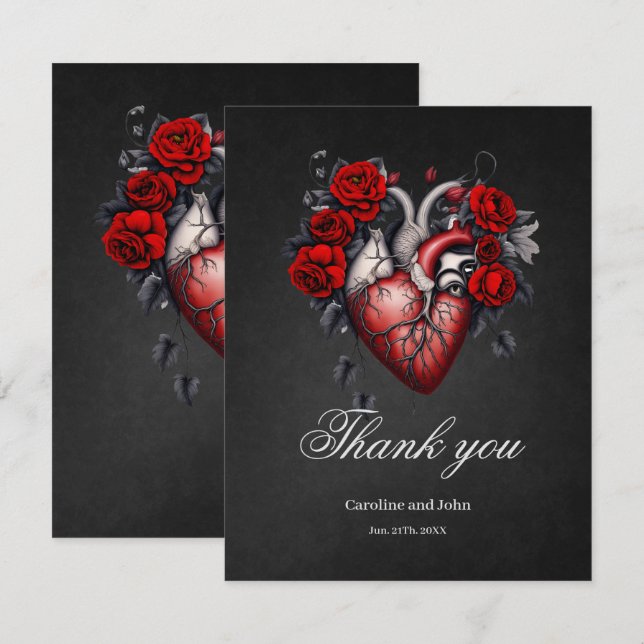 Cartão De Agradecimento Magnífico coração gótico vitoriano (Frente/Verso)