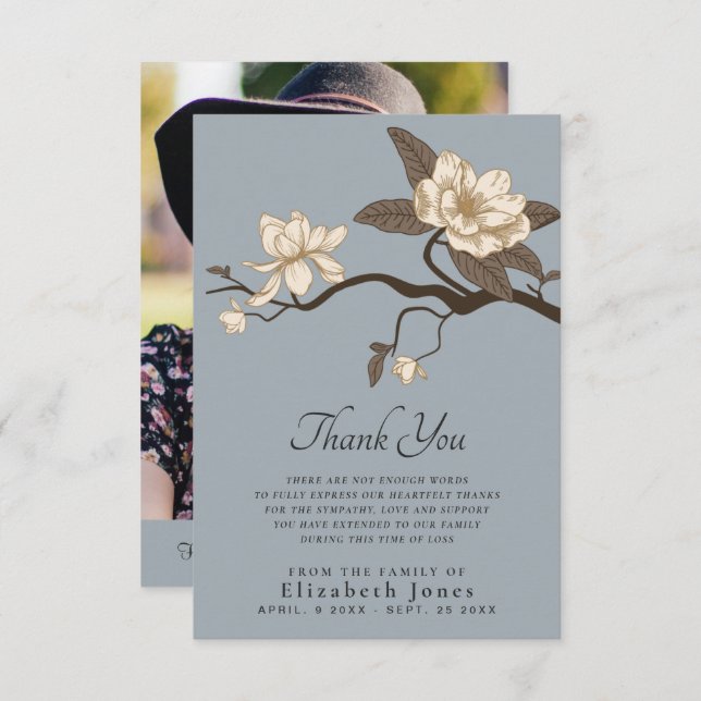 Cartão De Agradecimento Magnolia - Celebração de Cinzas de Vida (Frente/Verso)