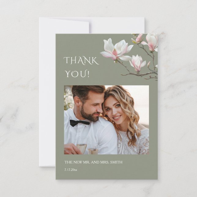 Cartão De Agradecimento Magnolia Fine Art Flowers Wedding Thank You Card (Frente)