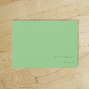 Cartão De Agradecimento mahalo minimal tropical verde claro obrigado
