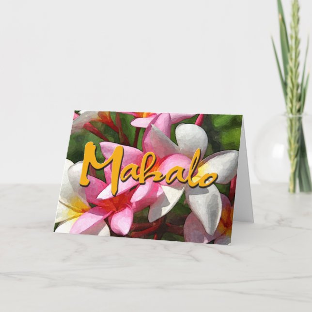 Cartão De Agradecimento Mahalo Plumerias (Frente)