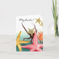 Mahalo Thank You Card Starfish Sealife Aquatic TYs