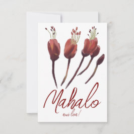 Cartão De Agradecimento Mahalo Uhiuhi Flor de Raridade Nativa Havaiana Ele