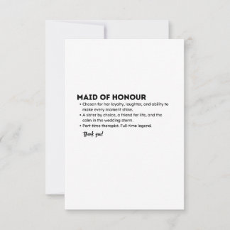 Cartão De Agradecimento Maid of Honour Definition Card – Funny & Heartfelt