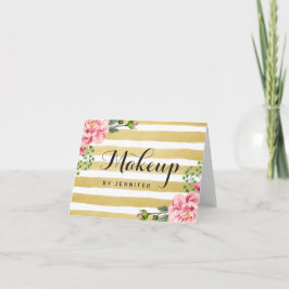 Cartão De Agradecimento Makeup Artist Beauty Salon Floral Douradas Strips