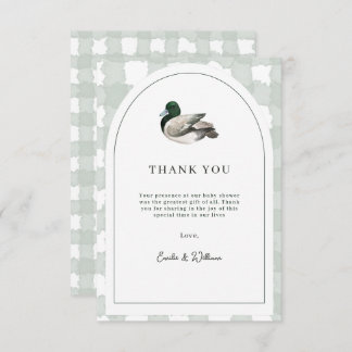Cartão De Agradecimento Mallard Duck Baby Shower Gender Neutral Green