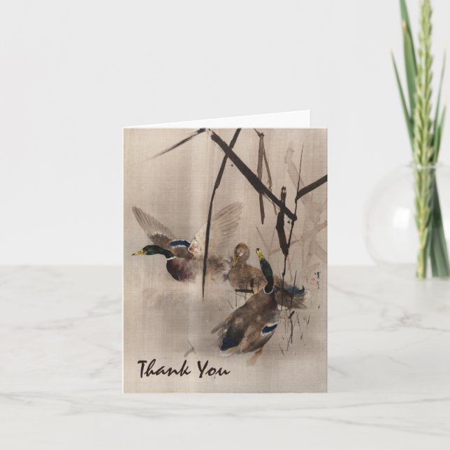 Cartão De Agradecimento Mallard Ducks Thank You Card Blank Inside (Frente)
