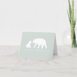 Cartão De Agradecimento Mama Baby Polar Bear Blue Baby Shower Thank You