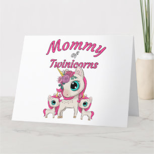 Cartão De Agradecimento Mamãe de Twinicorns: Mãe e Filhas Gêmeas Unicórnio